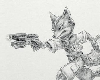 Fox McCloud - 8 x 10" print (starfox drawing, ink, art, artwork, gaming, nintendo, star fox)