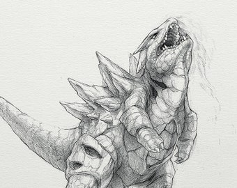 Tyranitar - 8 x 10" print (pokemon drawing, art, artwork, gaming, nintendo, decor)