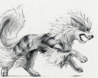 Arcanine - 8 x 10" print (pokemon drawing, art, artwork, gaming, nintendo, decor)