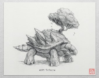 Torterra - 8 x 10" print (pokemon drawing, art, artwork, gaming, nintendo, decor)