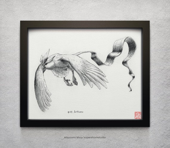 Articuno - 8 x 10 inch print (team mystic, pokemon go, drawing, art, artwork, gaming, nintendo, legendary bird, decor)