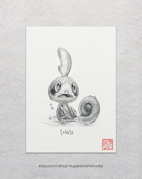 Sobble 5 X 7 Print Pokemon Drawing Art Artwork Gaming Nintendo Decor