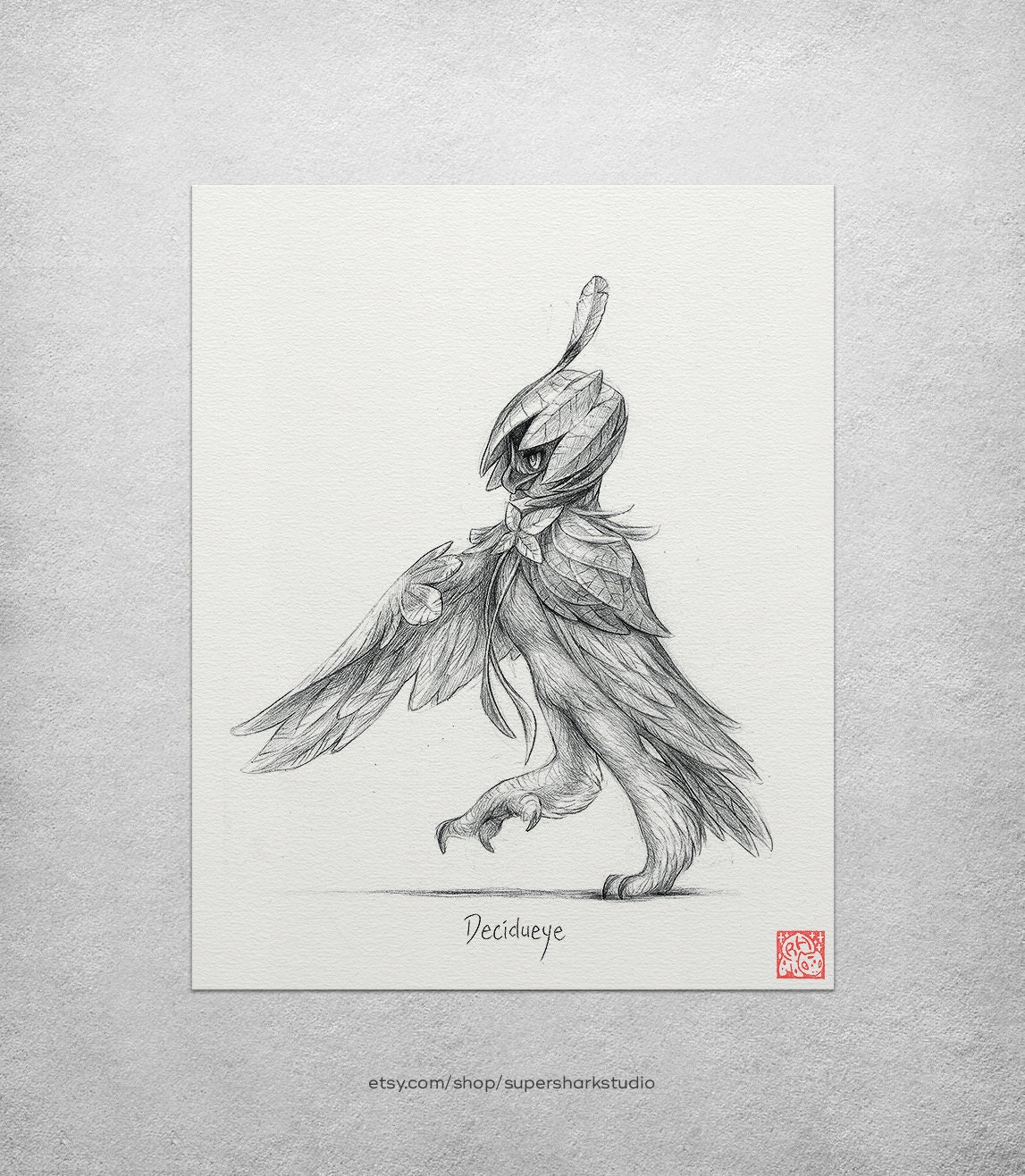 Decidueye 8 X 10 Print Pokemon Drawing Alola Sun Etsy