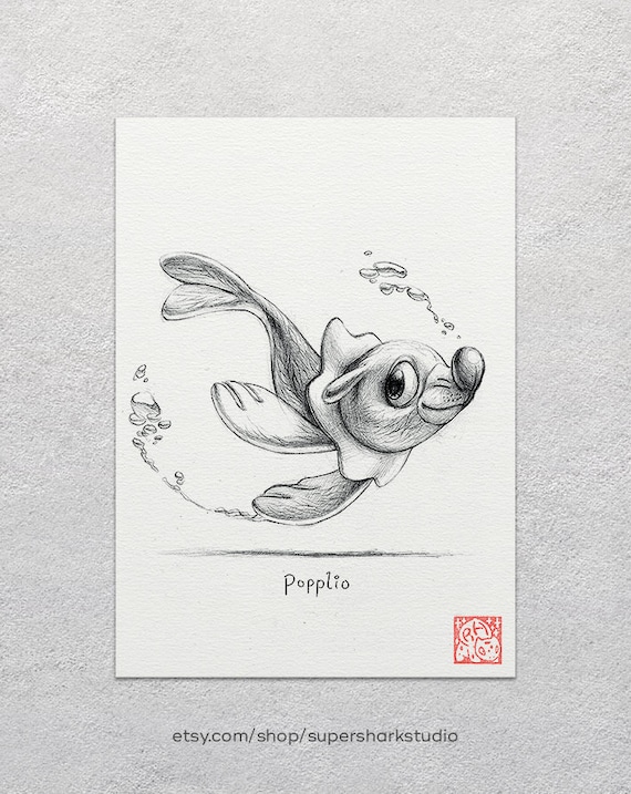 Popplio 5 X 7 Print Pokemon Drawing Art Artwork Gaming Nintendo Water Decor