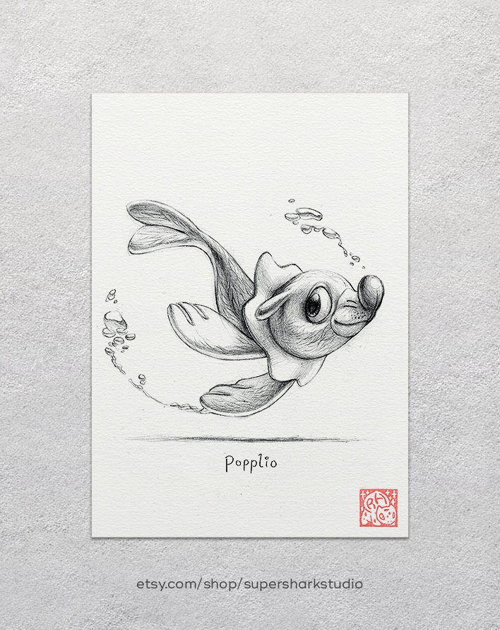 Popplio - 5 X 7" Print (pokemon Drawing, Art, Artwork, Gaming, Nintendo, Water, Decor) - Etsy