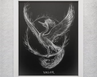 Team Valor - 8 x 10" print (pokemon go drawing, moltres, fire, art, artwork, gaming, nintendo, decor)