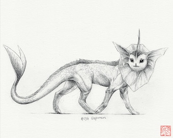 シャワーズ - 8 x 10 インチ プリント (ポケモンの絵、水、アート