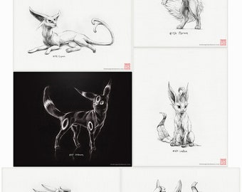Pokémon team - set of any six Pokémon prints (drawing, pokemon team, art, artwork, gaming, nintendo)