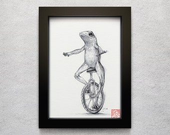 Dat Boi - 5 x 7" print (o shit waddup, drawing, art, artwork, internet, dank meme, here come dat boi, decor)