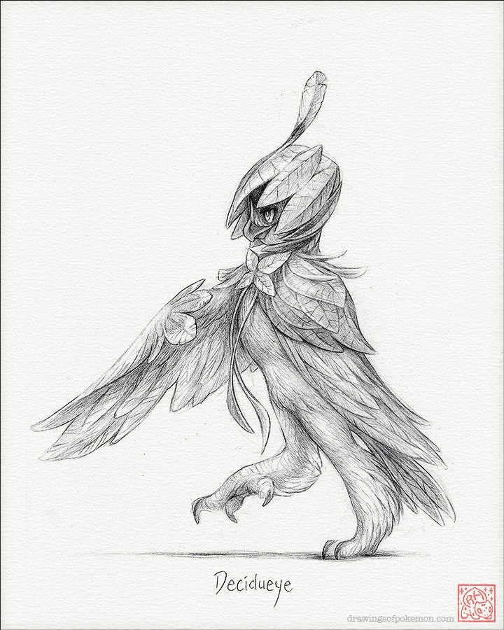 decidueye 8 x 10 afdrukken pokemon tekenen alola | etsy