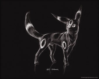 Umbreon - 8 x 10" print (pokemon drawing, art, artwork, gaming, nintendo, decor)