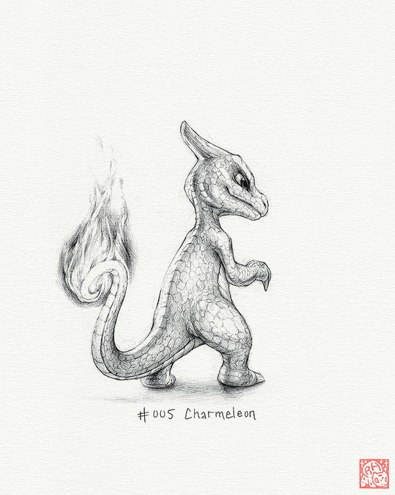 Buy Charmeleon 8 X 10 Print pokemon Drawing, Art, Artwork, Gaming,  Nintendo, Decor Online in India 