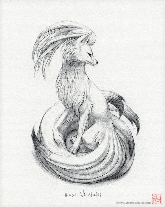 Ninetales 8 x 10 print pokemon drawing art artwork