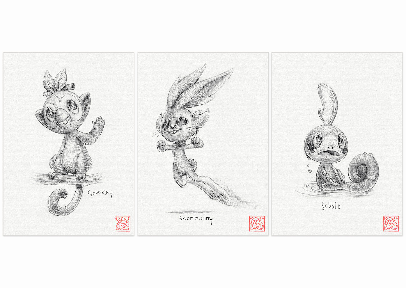 Pokemon Arts and Facts on X: Grookey, Scorbunny and Sobble