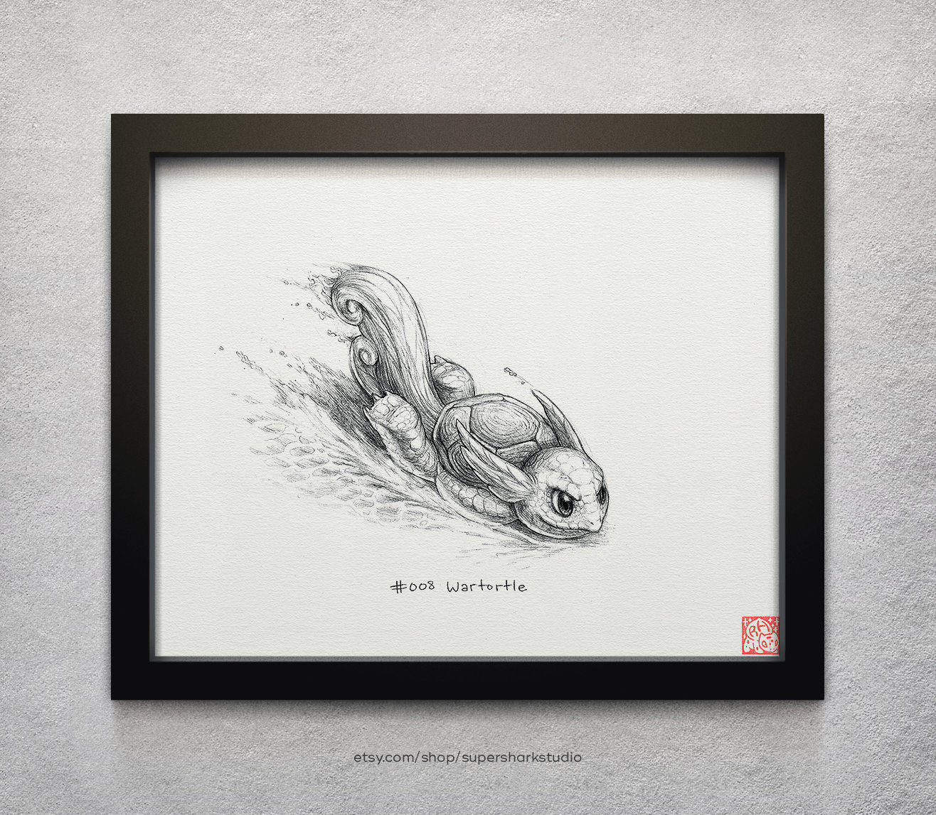 Wartortle - Impression 8 x 10 » (dessin Pokémon, Pokemon Go, art, artwork, jeux, nintendo)