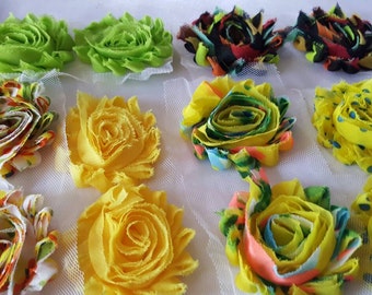 1//2 yard celery green 2.5/" shabby chiffon rose trim flowers DIY headband