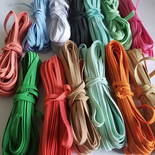 1/8" skinny elastic,65 yards skinny elastic,solid elastic,elastic by the yard,13 colors headband grab bag elastic