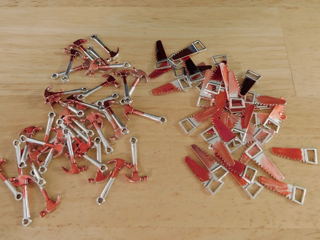 Horror Tools Bloody Tool Pendants Charms, Antique Silver Tone 25mm 1