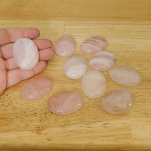 Large Oval Rose Quartz Cabs Cabochons Gemstones. 40mm x 30mm x 8.5mm. Uncalibrated (undrilled crystal gem light pink stone natural wire wrap