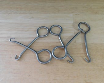Real Antique Button Hooks, 3" plain (new old stock NOS steampunk victorian rustic diesel punk collage lock metal)