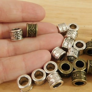 Celtic Trinity Knot Triquetra Large Hole European Spacer Beads, Silver Bronze Tone, 10x8mm, Hole: 6mm (pagan Irish st patrick&#39;s day)