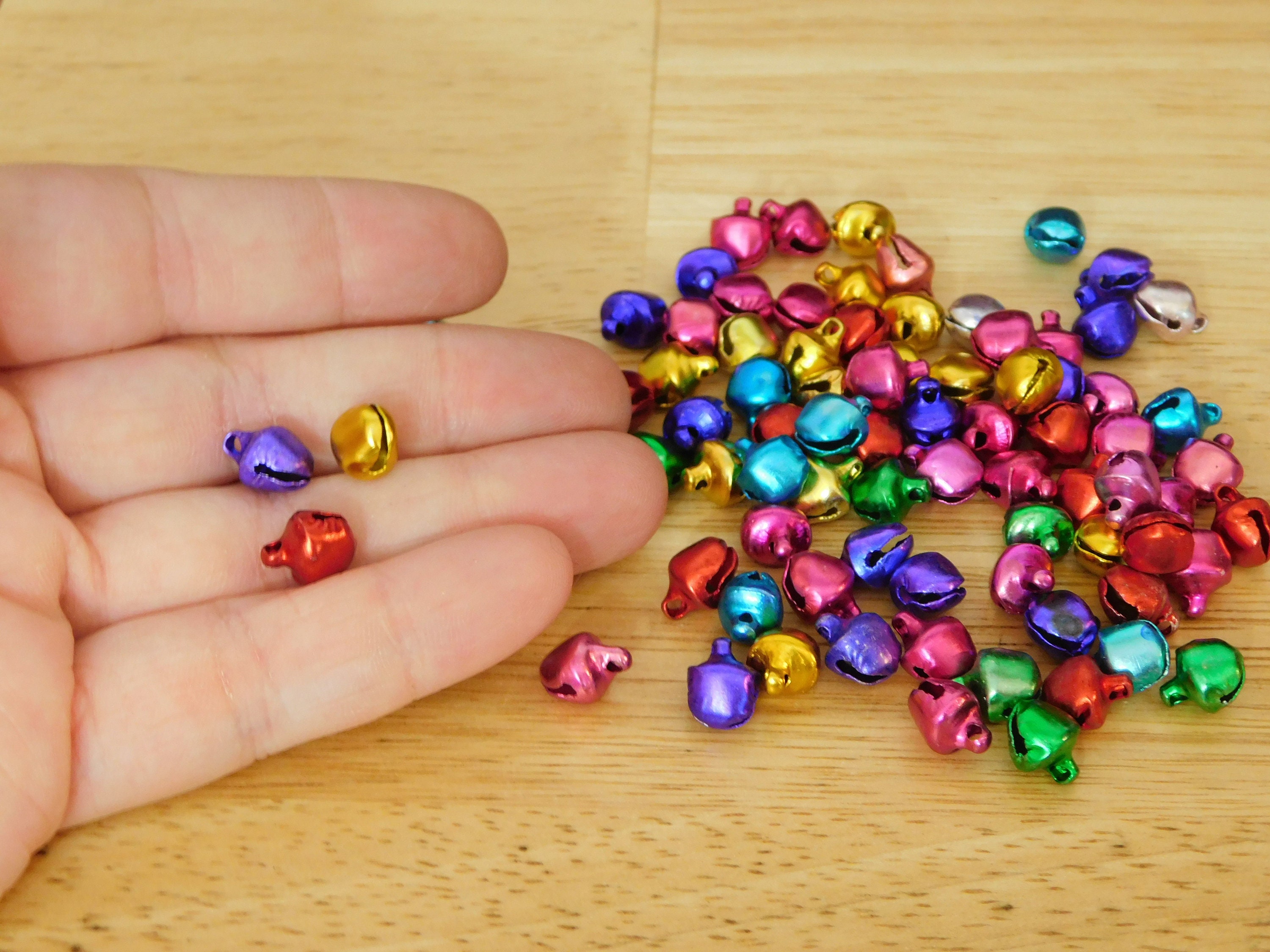 Mini JINGLE BELLS 8mm Bright Jewel Mix Top Loop for Stringing Doll