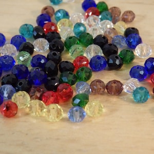 400 pc Mixed Color 4mm Faceted Glass Rondelle Spacer Beads. (colorful rainbow  bead beading crystal sparkle rainbow soup)