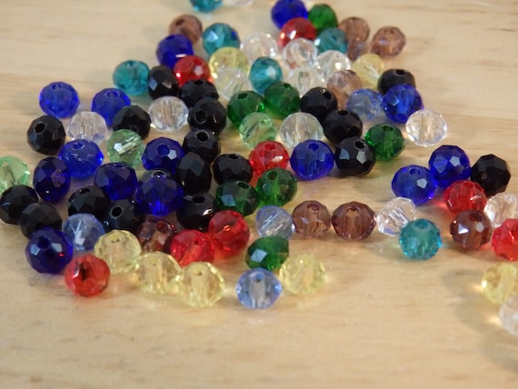 400 pc Mixed Color 4mm Faceted Glass Rondelle Spacer Beads. (colorful rainbow  bead beading crystal sparkle rainbow soup)