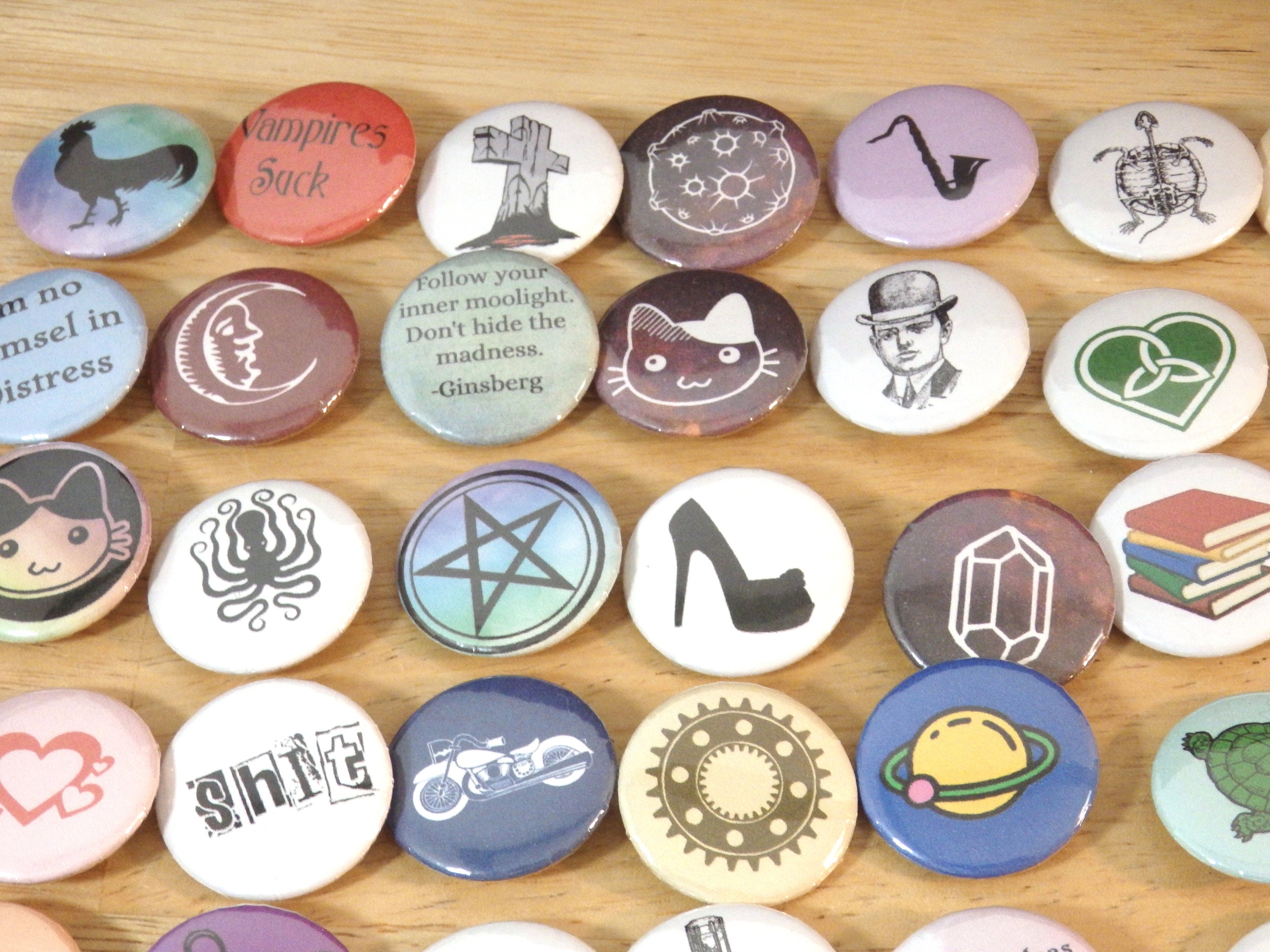 Wholesale BULK Buttons 1 handmade pins pinback Etsy