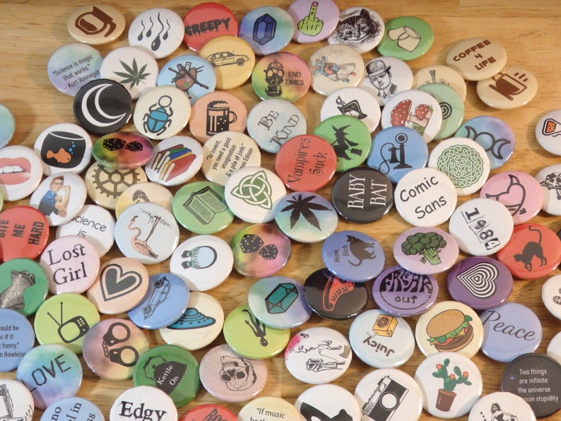 Wholesale BULK Buttons 1 Handmade pins Pinback Discount Etsy