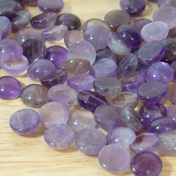 12mm Round Amethyst Cabs Cabochons Gemstones. Uncalibrated (dome undrilled, no hole, mineral, crystal gems gem purple lavender stone natural