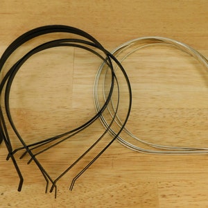 Head Bands, Iron Findings, Platinum, Black 120~125mm, Narrow 5mm (hairband, accessories clip adult sized basic craft supply blanks metal)