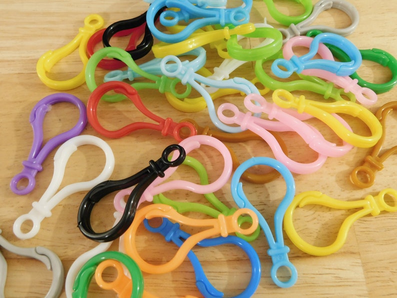 Large Plastic Clip Keychain Findings, Mixed Color 2" 50mm (DIY kids craft rainbow kandi candy kawaii key chain clasp ring link) bild 3