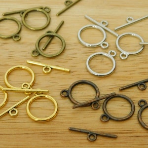 Toggle Clasp Findings, Copper Gold  Antique Silver Bronze tone  15mm  (connector jewelry making basics platnum alloy tibetan)