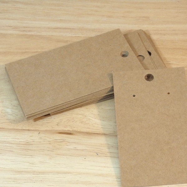 Earring Card Tags, Kraft Brown 3.5 in x 2 in (packaging handmade diy display hanging)