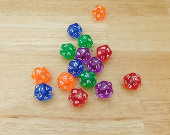 D20 Dice Pendants / Charms, silver tone bail, 27mm (real dice gaming, gamer, game, gamble, vegas, die rainbow nerdy geeky dungeons rpg)