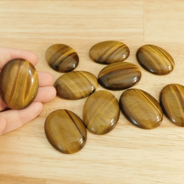 Large Oval Tiger Eye Cabs Cabochons Gemstones 40mm x 30mm x 8.5mm. Uncalibrated (undrilled crystal gem brown chatoyance stone natural