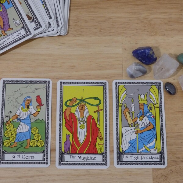 Full Set of Egyptian Themed Tarot Cards--New, no book. (scrapbooking paper ephemera collage egypt pagan fortune telling occult psychic)