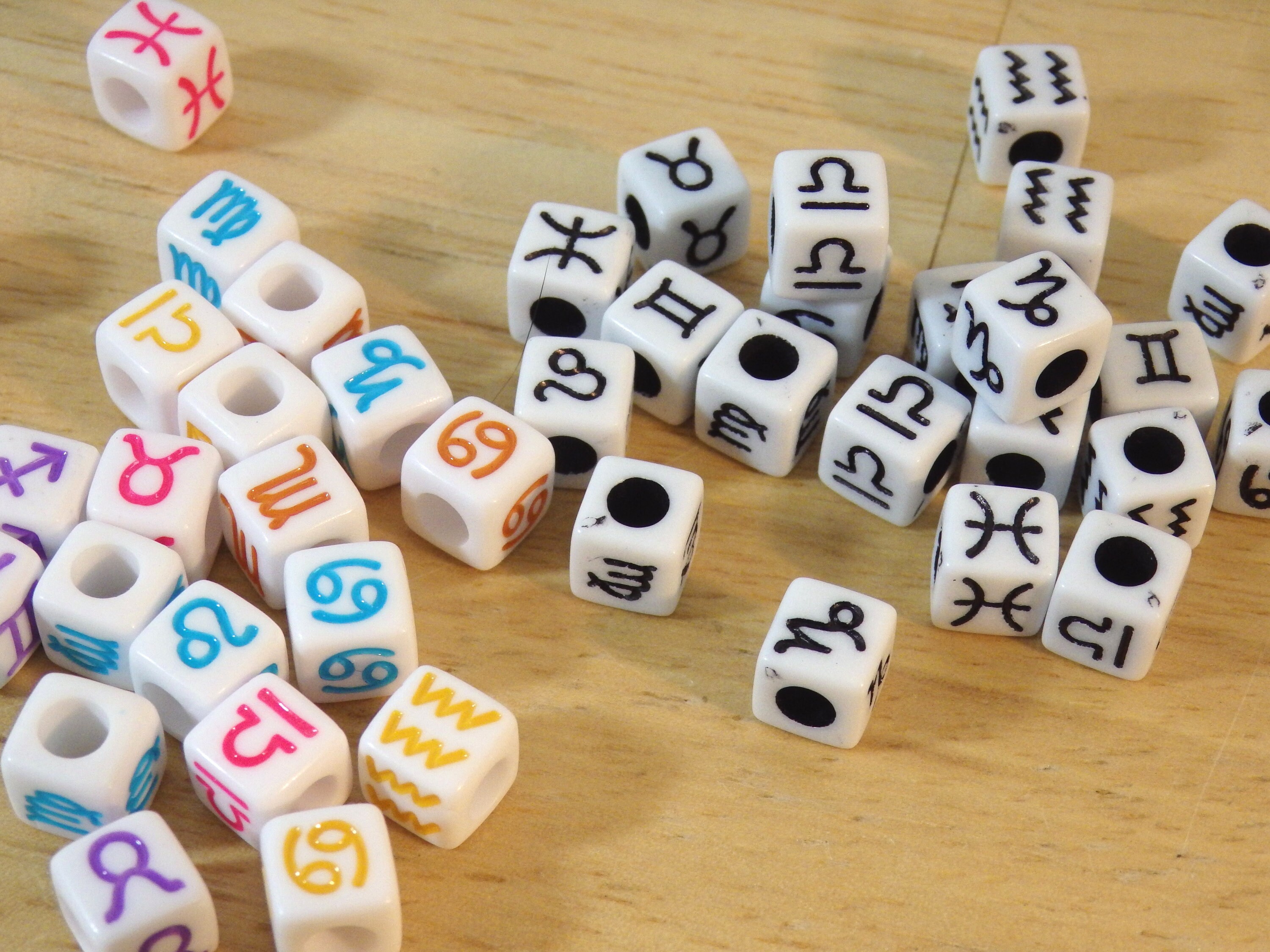 Acrylic Zodiac Star Sign Beads. Mixed Color or Black on White Etsy