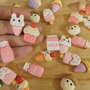 10 pc Mixed Design Desserts, Resin Flat Backs, Matte 20-25mm (cab cabochon candy rainbow scrapbook kawaii cute anime cupcake ice cream