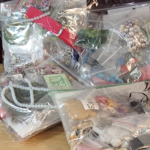 Mixed Lot Random Grab Bag Craft & Jewelry Supplies (findings Cabs Pendants Destash beading bead stone vegan charms mystery surprise glass)