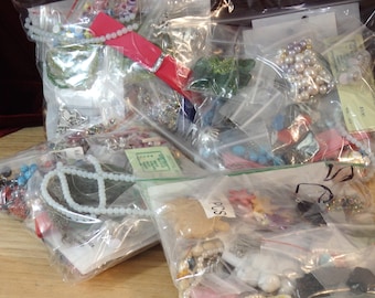 Mixed Lot Random Grab Bag Craft & Jewelry Supplies (findings Cabs Pendants Destash beading bead stone vegan charms mystery surprise glass)