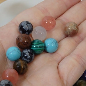 Teeny Crystal Balls. Mixed Gemstone spheres Marbles 9mm to 11mm (undrilled, no hole, pagan, healing, mineral, tiny wiccan chakra decor tank)