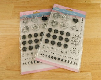 Witchy Pagan Rubber Stamp Sheets (29 pc) use w/ Plastic Blocks (wiccan magic zodiac moon phase witch book of shadow journaling scrap booking