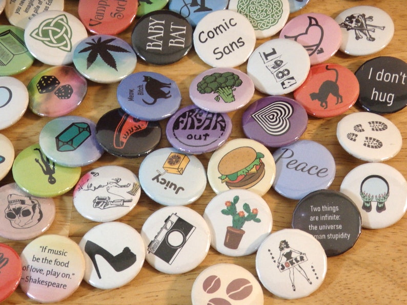 Wholesale BULK Buttons 1 Handmade pins Pinback Discount Etsy