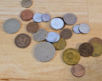 Mixed World Coins--Circulated Condition (silver bronze copper gold treasure chest collection kids craft cabochon vintage)