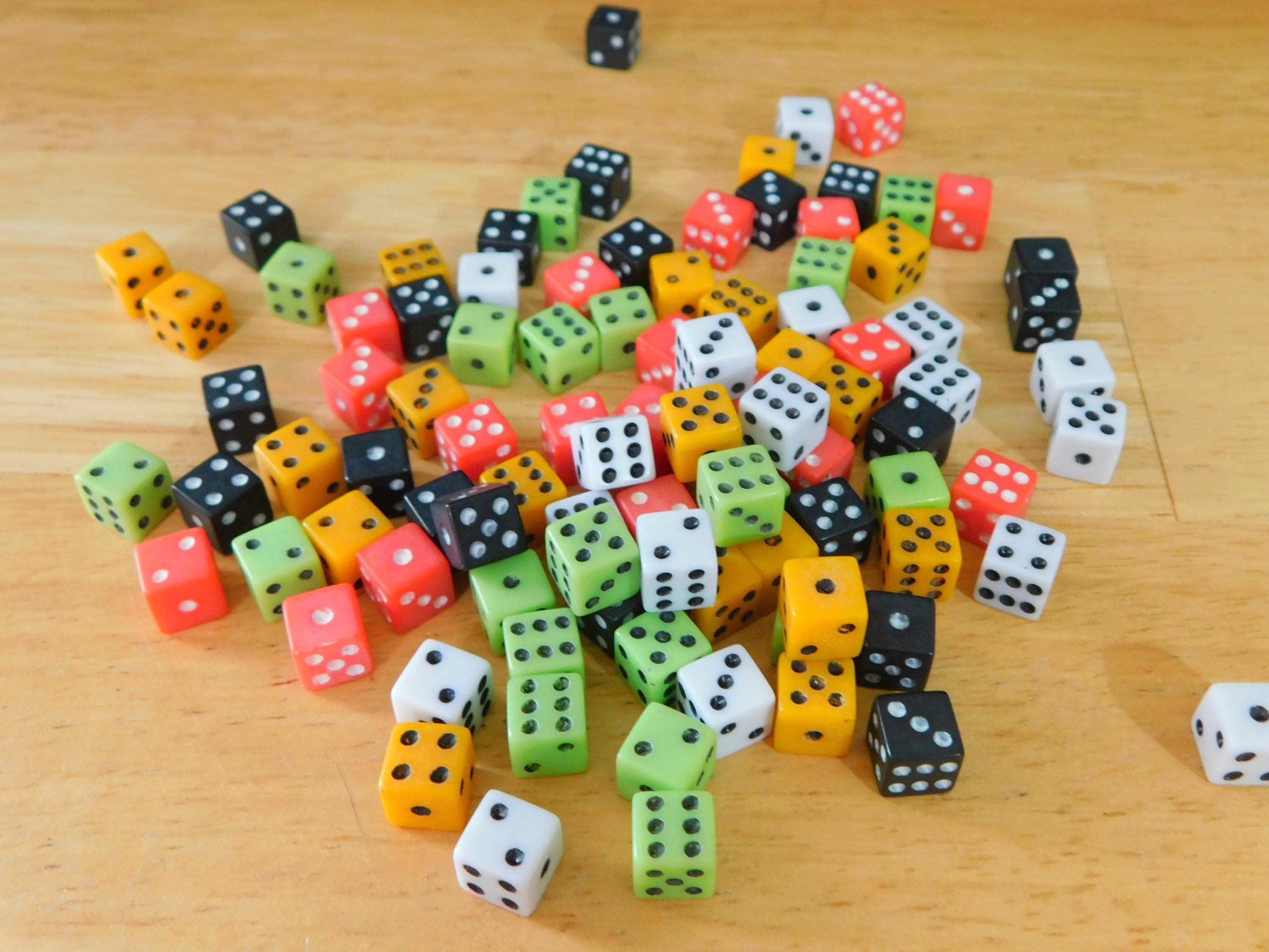 Mini D6 Dice, 7mm, B Grade, White/mixed Colors (gaming Gamer No