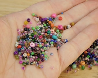 50 g Mixed Seed Beads, #6, #8 #12 small (beading jewelry making silver opaque ab clear craft kids DIY mix bulk)