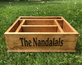 Personalized kitchen utensil holder wood caddy kitchen utensil holder paper plate holder napkin holder wood utensil holder kitchen caddy