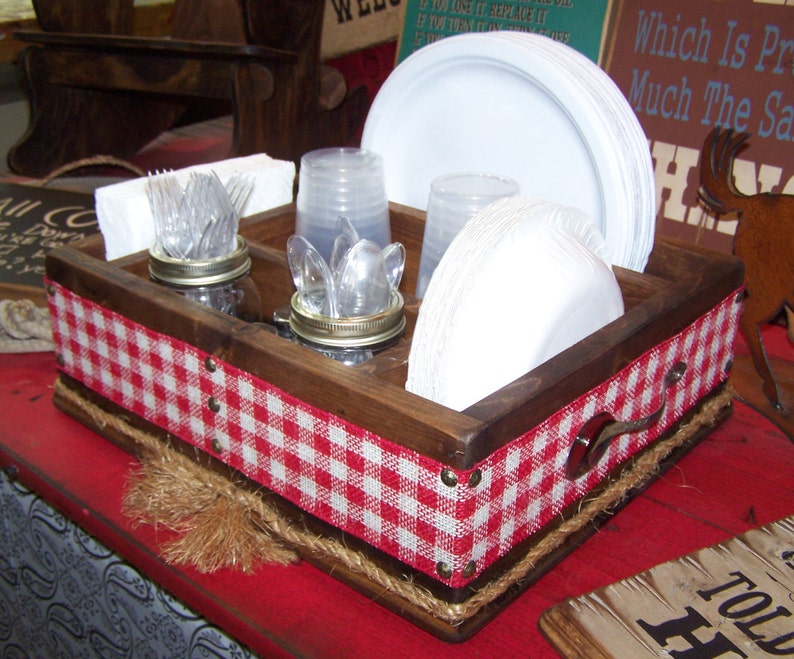 Country western rustic tableware utensil caddy organizer party Etsy